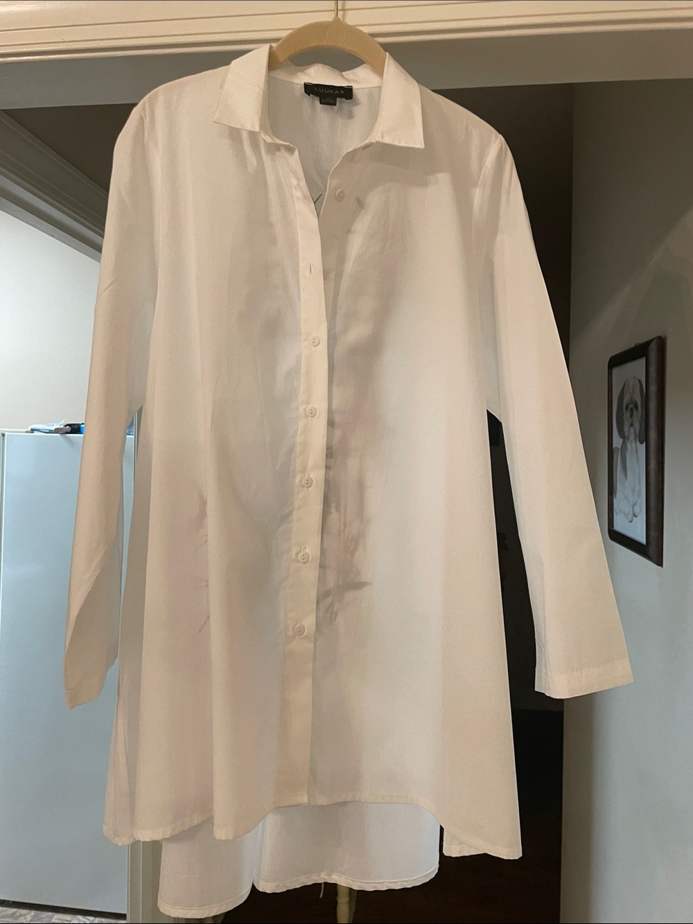 Luukaa White Shirt with Black Graphic Back NWOT - Picture 6 of 13